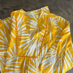 Boden yellow palm frond dress